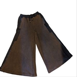 POL Wide Leg Palazzo Pants Brown Black Boho Stretch Large